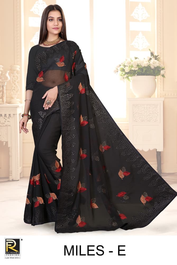 Ronisha Miles New Designer Ethnic Wear Chiffon Latest Saree Collection